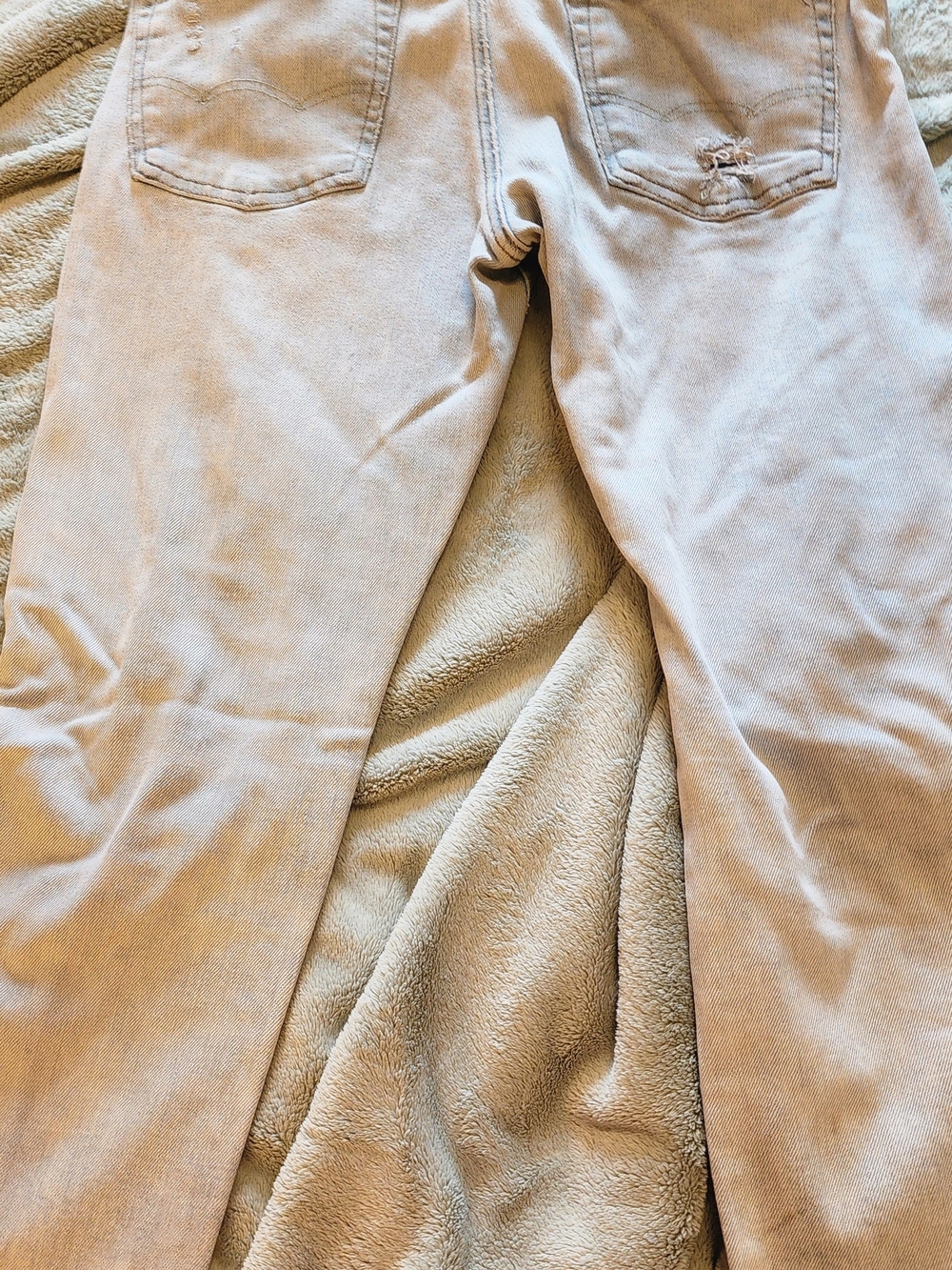 American Eagle Outfitters Cream Straight-Leg Jeans